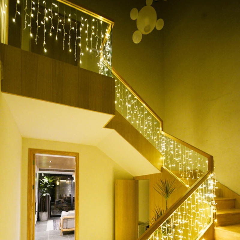 Led Curtain Icicle String Fairy Light Leds Drop Party Garden Stage Christmas Lights Garland For Outdoor Party Decoration