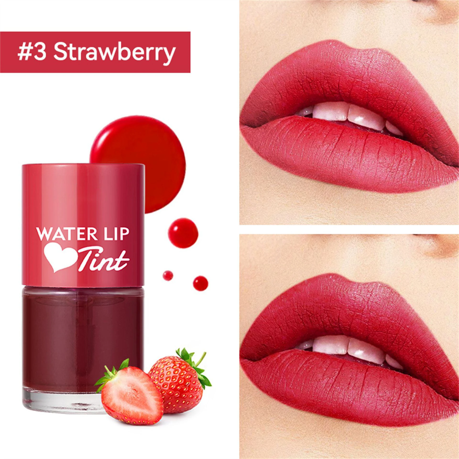 6 Fruit Flavors Highly Pigment Color Water Lip Tint Hydrating Lip and Cheek Stain Non-sticky Lip Stain Natural Looking