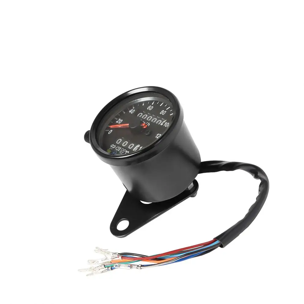 Motorcycle Dual Odometer Speedometer Gauge KM/H Mini Retro Tachometer Universal LED Indicator Light for KTM Ducati Kawasaki BMW