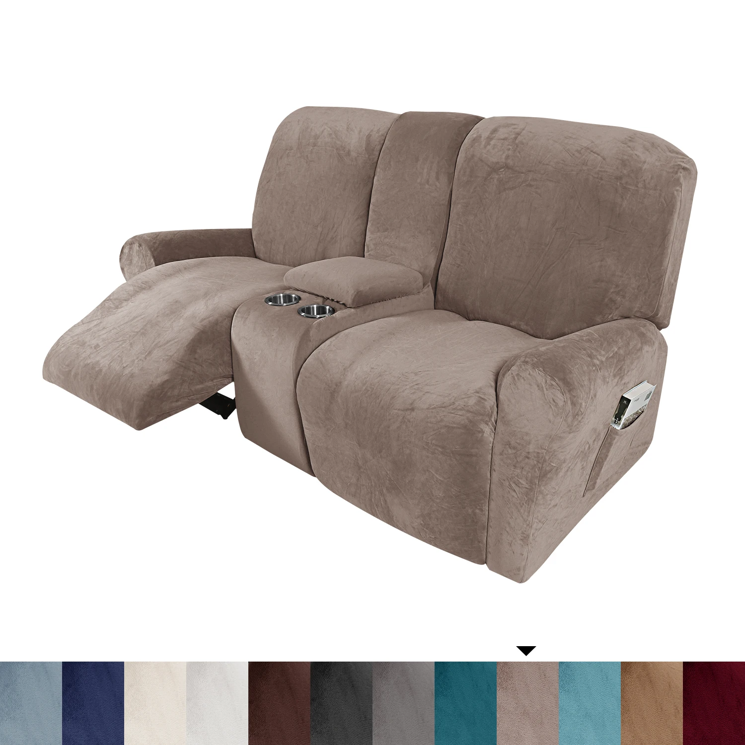 Low price 3 seat recliner sofa covers velvet stretch reclining couch covers 2 seater recliner sofa cover with cup holder
