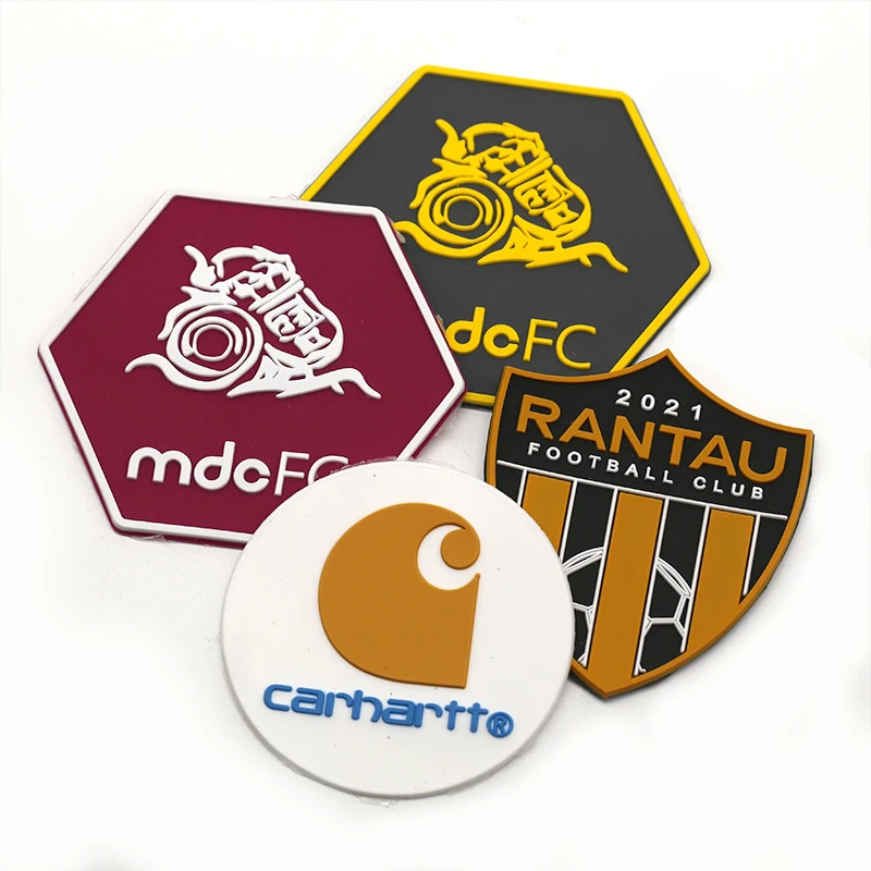 High Quality Shield Shape Rubber Heat Transfer Label Garment Patch Custom Round Silicone Rubber Patches
