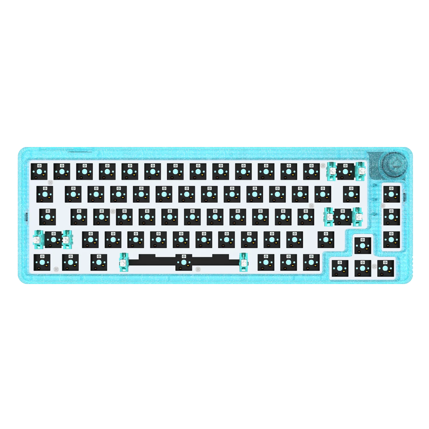 DIY 65% 68 Keys Transparent Case Wired Hot Swap Mechanical Keyboard Kit With Knob