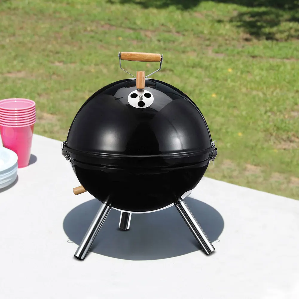 New Style Portable Mini Tabletop Charcoal Grill Football Bbq Soccer Ball Shaped Charcoal Barbecue Grill