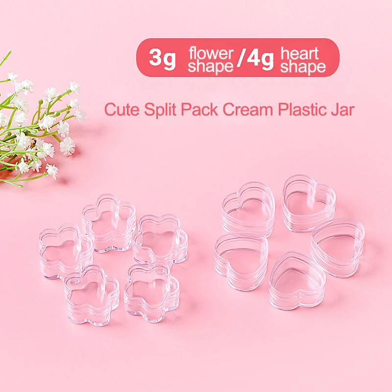 New Trend Star Shape 3ml 3g heart flower shaped 4ml 4g Mini Plastic Dragee Box Container sugared face cream storage box jars