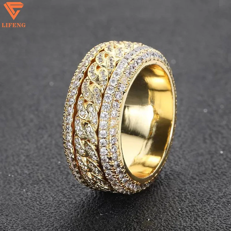 Hip Hop Iced Out 925 Silver Pass Diamond Tester 5 Rows VVS Moissanite GRA Rapper Dazzling Sparkly Eternity Band Ring For Men