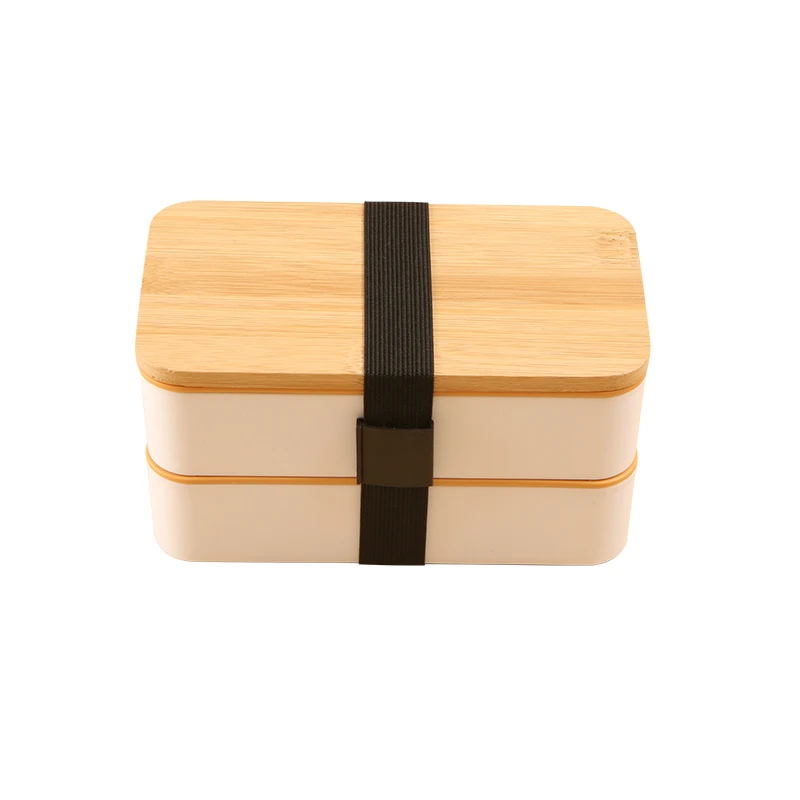 Eco-Friendly double layers big capacity bamboo tiffin bento lunch box For Kids and Adults