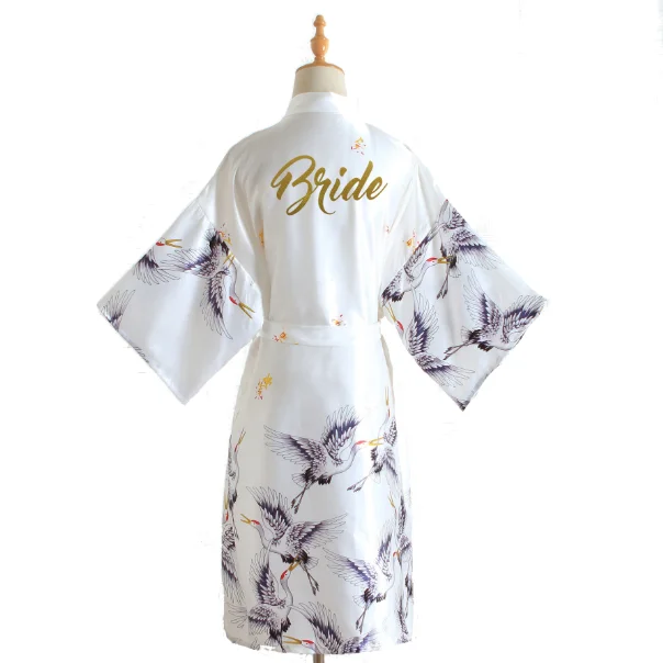 Custom the satin silk crane xia sleeves brides bridesmaid  robe