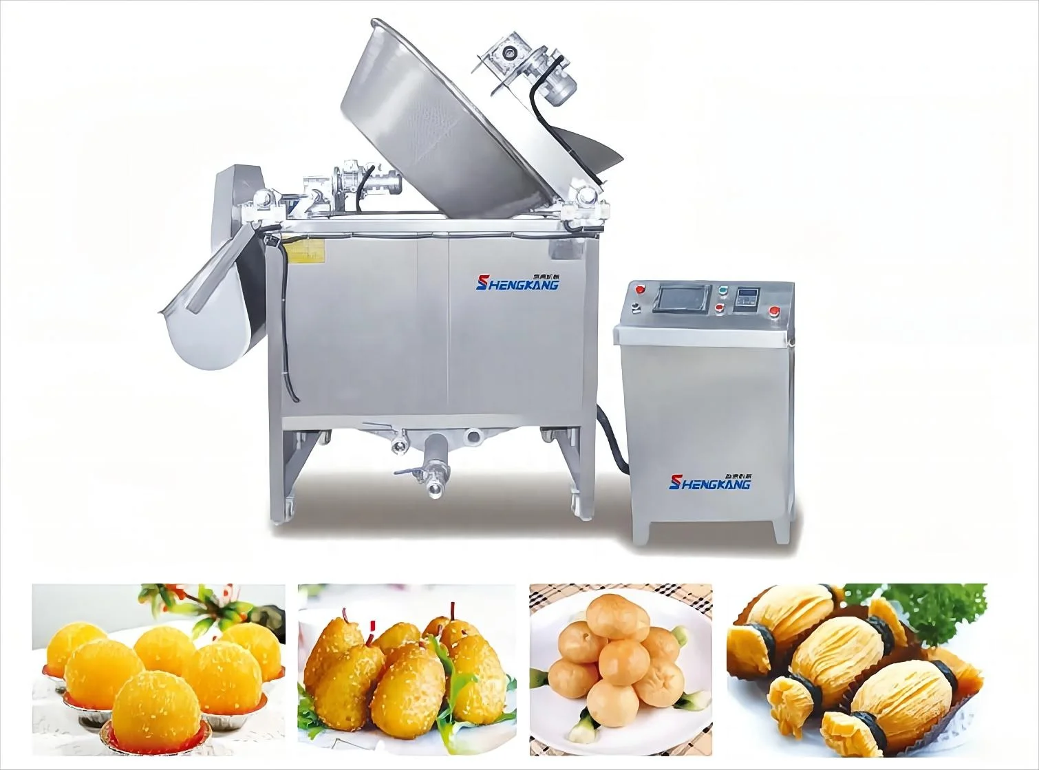 Industrial Fully Automatic Batch Fryer Pork Pig Skin Frying Machine Batch Round Deep Fryer For Sale