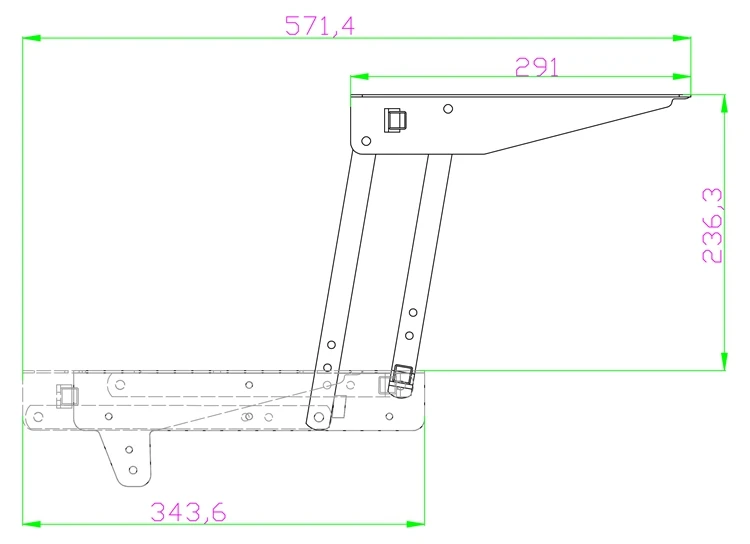 Convertible Metal Fitting Extendable Gas Spring Coffee Table Hardware with Hinged Storage Furniture Table Lift Mechanism