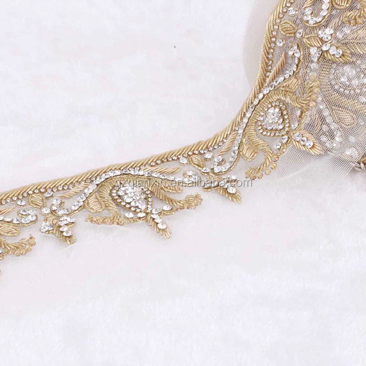 Zardosi Embroidery Bridal Gold Bead Metal Lace Trim