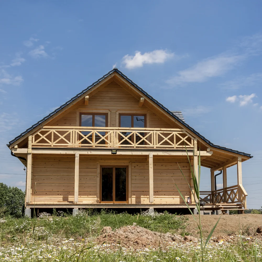 high quality longused life hot sell heavy steel structure wooden house  wood like grain prefab villa 3D design  resort hotel