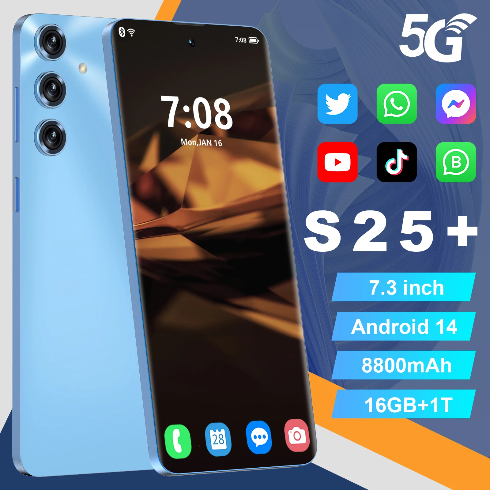 Multi - language support Smart mobail quick charge s25+ Android Mobile Phones with dual sim cards