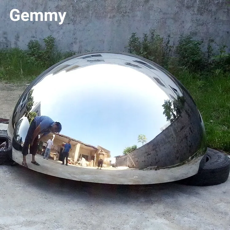 120mm 100mm 50mm 30mm Custom Outdoor Decoration Sphere Metal Stainless Steel Mirror Surface Polished Reflective Half Hollow Ball