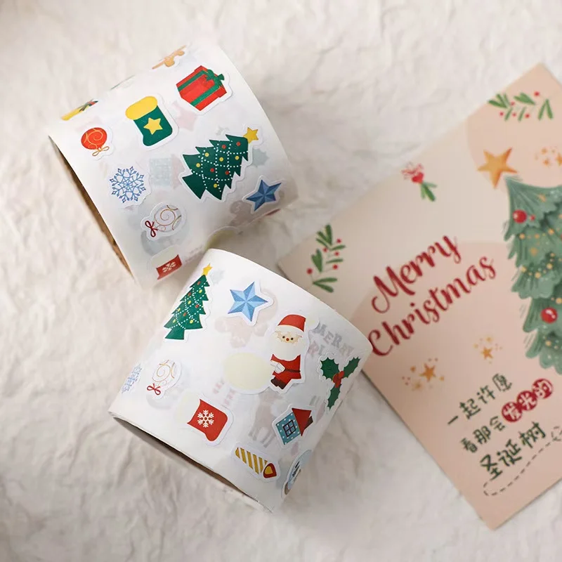 Custom  Printing DIY Christmas gift packing sticker 30 cute pictures Label assorted pattern Sticker for Xmas  series