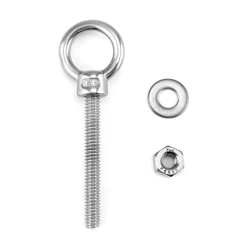 Customized Stainless Steel Rigging Hardware Long Lifting Eye Bolt With Washer And Nut