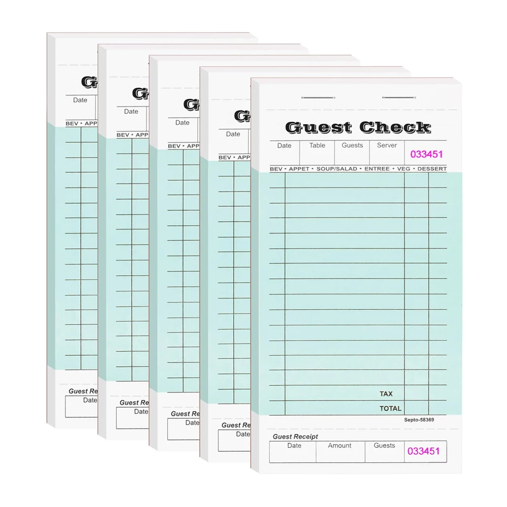 Custom Guest Check Book for Hotel and Restaurant