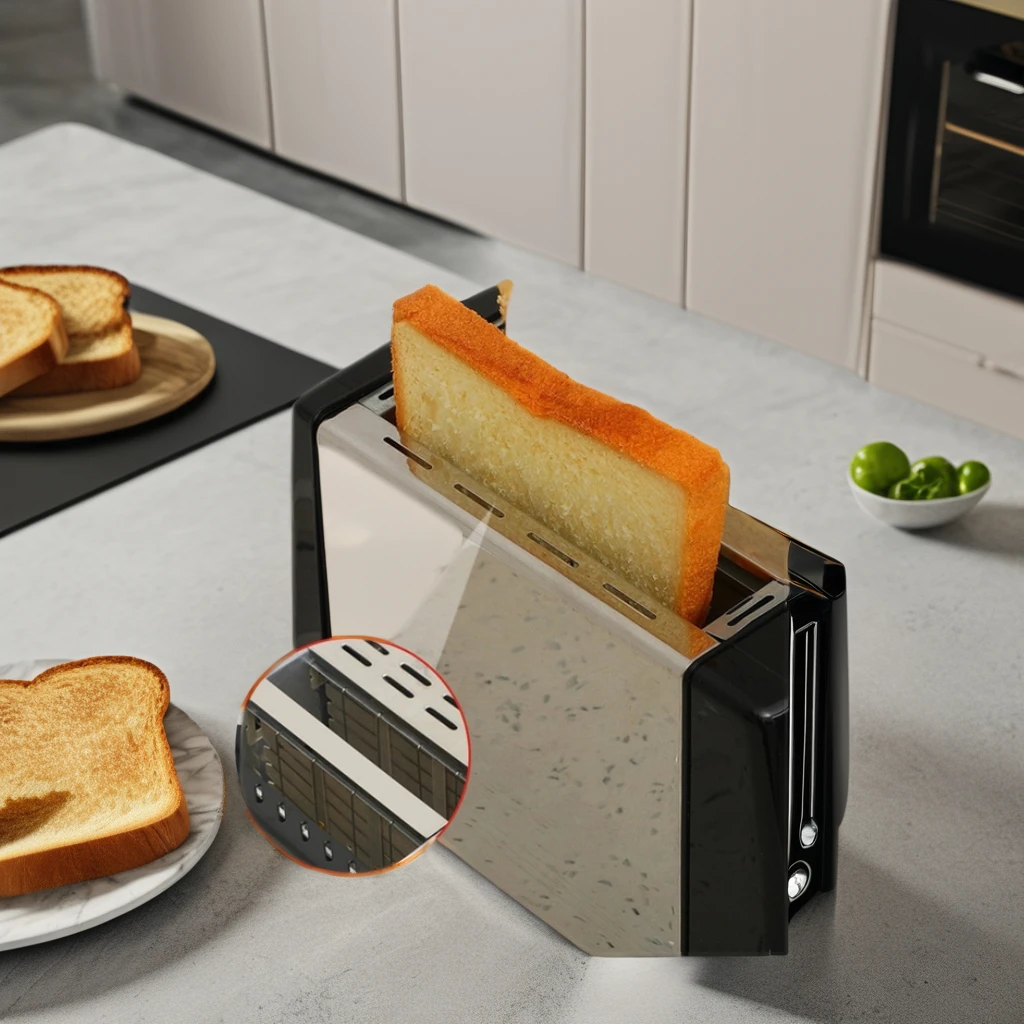 2-Slice Retro Stainless Steel Breakfast Machine Mini Electric Household Bread Toaster with Automatic Function for Home Use