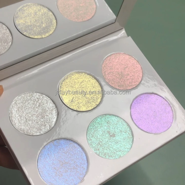Best Selling Duochrome Holographic Mini Highlighter Makeup Palette Custom Logo Single Pressed Powder Glitter Highlighter Markers