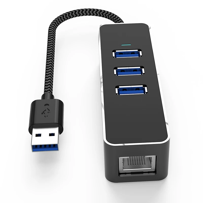 USB 3.0 to Ethernet Adapter 3 Port USB 3.0 Hub with RJ45 1000 Gigabit Ethernet Adapter Support Windows