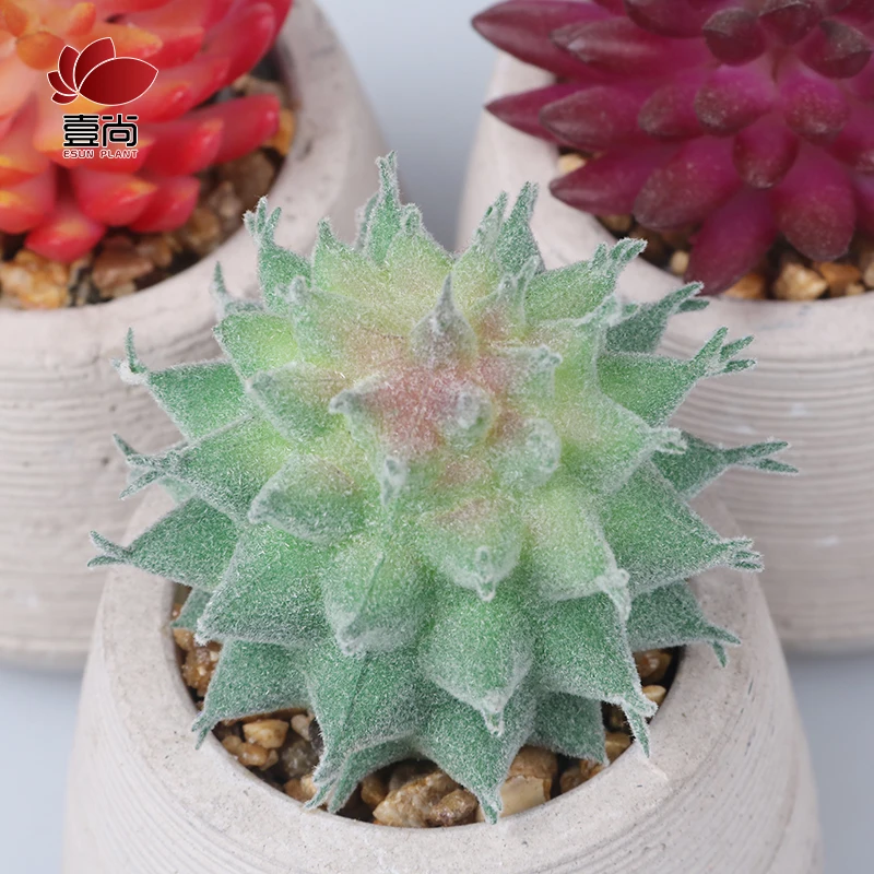 ES1343  Artificial cement potted succulents,  interior decoration for office bedroom desktop Artificial succulent plant