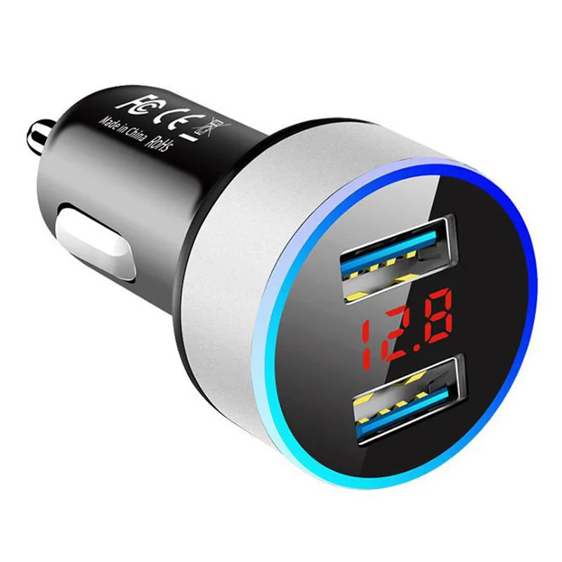 Wholesale Car Charger 2 Port 3.1A quick Dual USB A Charger LED Display 12-24V Cigarette Socket Lighter Fast Car Charger Adapter