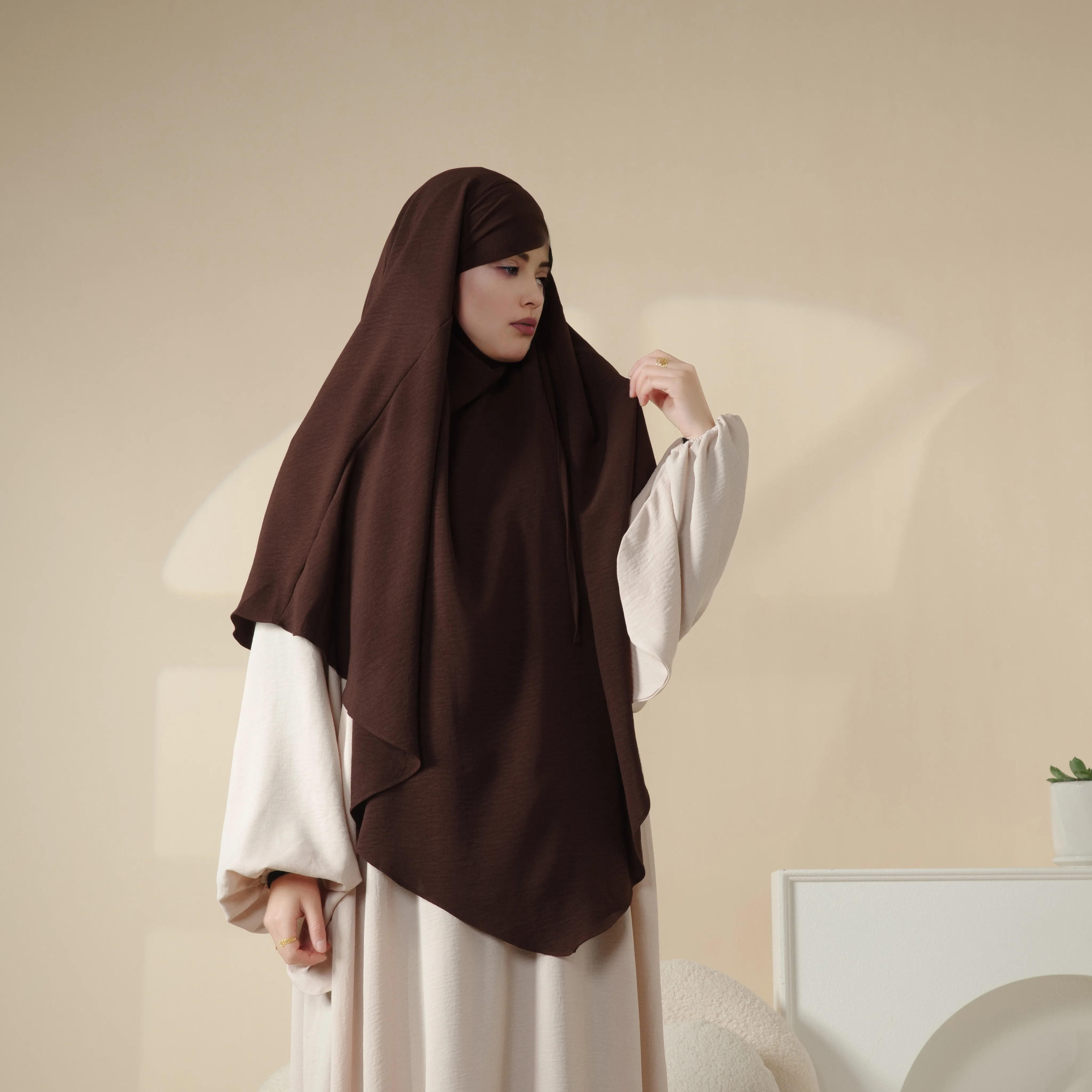 New Arrival Europe America Open Reversible Modest Abaya Muslim Dresses Instant Satin Silk Hijab