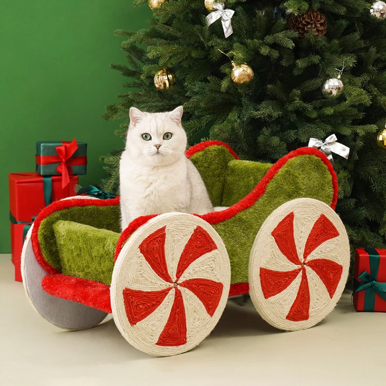 Top Selling Christmas Train Cat Tree Cat Climbing Frame High Quality Rabbit Hair Cat Climbing Frame