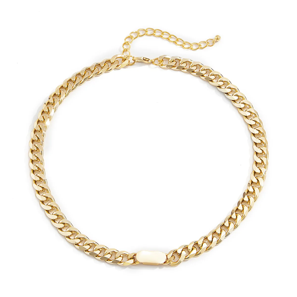 Hip hop cool Street geometric Necklace simple personality metal button thick chain necklace