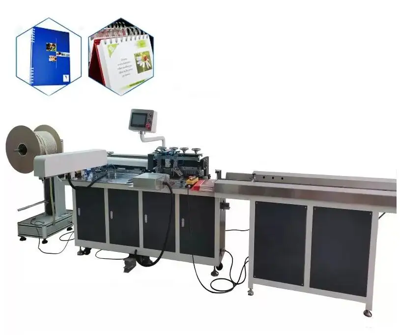 1800 books/hour DWN-520 Automatic Spiral hole Calender Wire and spiral punching and binding machine