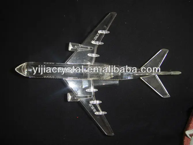 Custom Desktop Decoration Gift 3D Crystal Aircraft Souvenir Crystal Glass Airplane Model