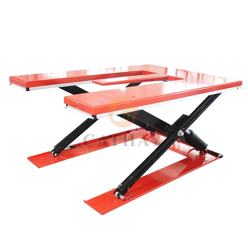E Shape 1ton load stationary low profile pallet electric  hydraulic scissor lift table for pallet jack