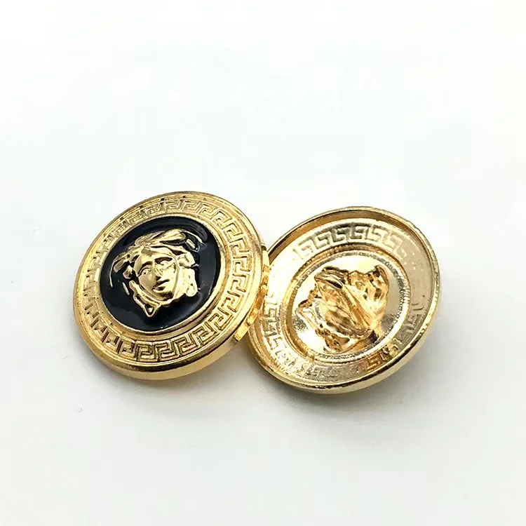 New Style Round Shape Metal Buttons With Sewing Shank Oil Point Technology Medusa Black And White