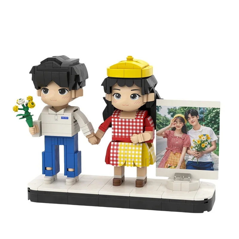 Jizai 2024 New Products Custom Wedding Gift for lovers Mini people Character alegos flower Custom Brick Figures