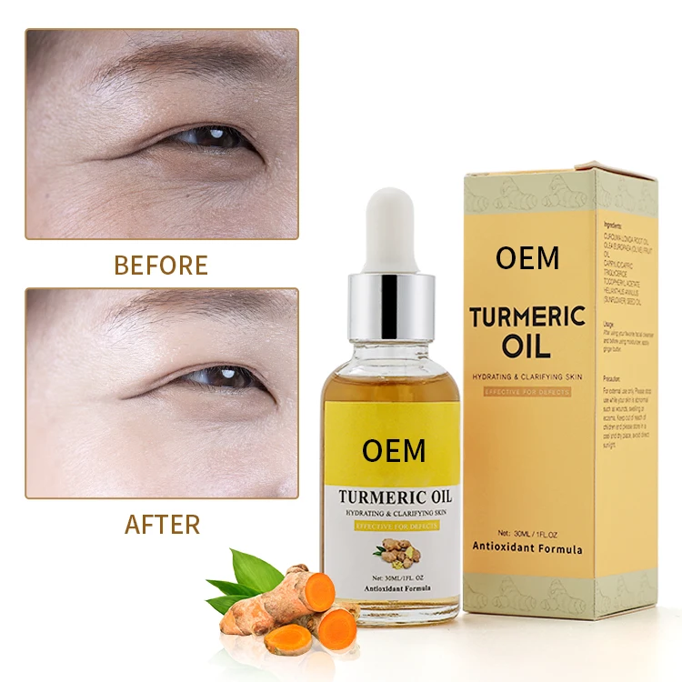 Private label organic body facial care tumeric root extract ginger essential oils natural anti wrinkle pure turmeric face oil