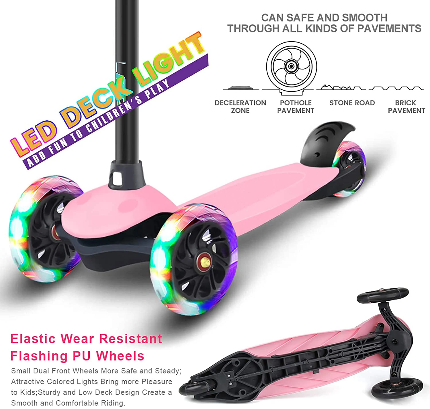 Wholesale cheap adjustable height kid kick scooters with three wheel