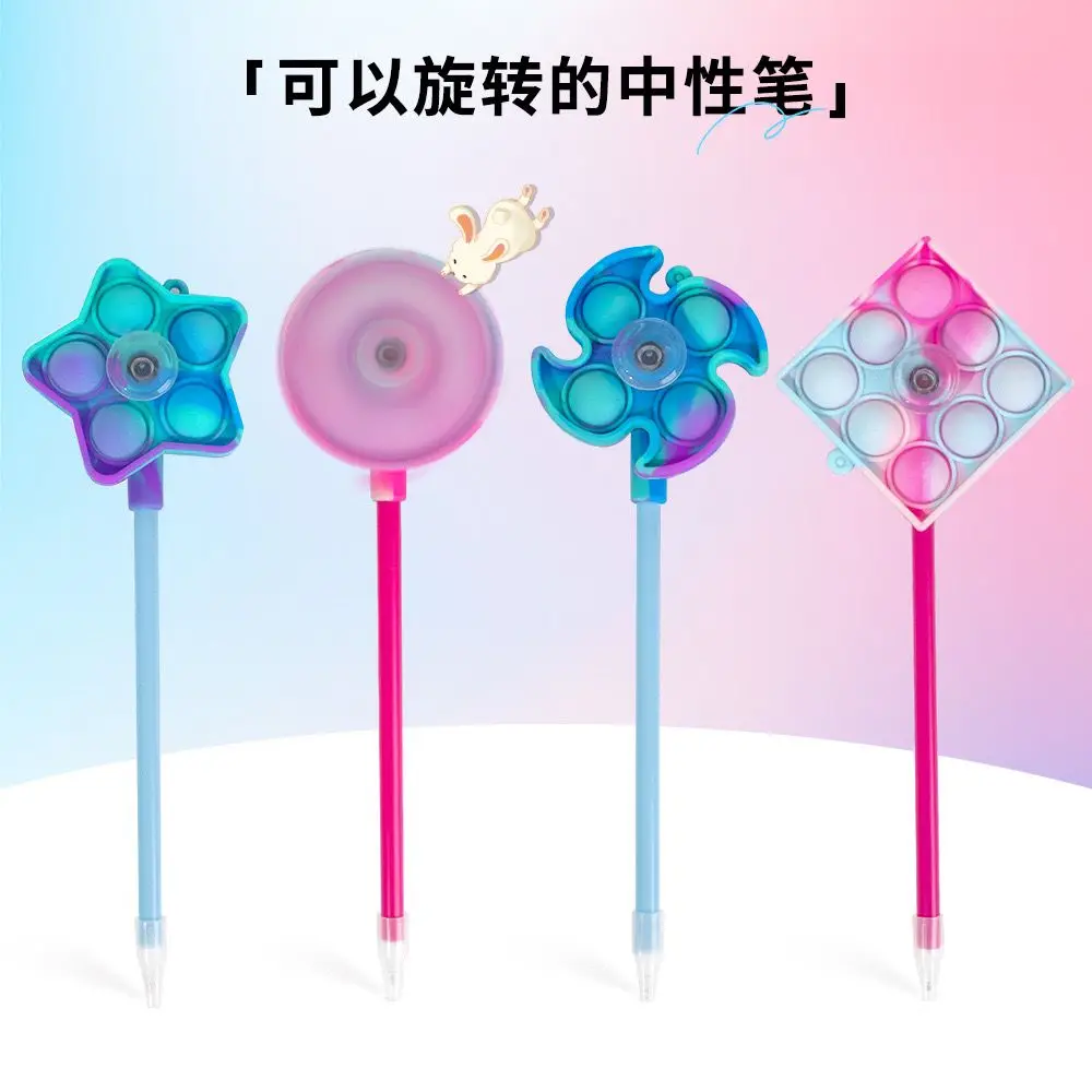 Creative Macaron stereo geometry Bubble silicone pen fidget spinner rotating pen signature pen decompression stationery