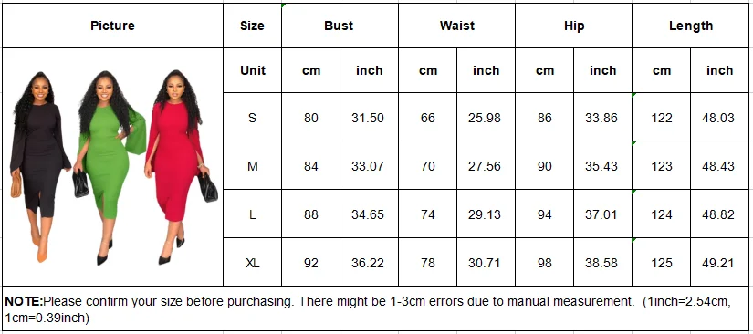 Sexy Dresses for Women Long Sleeve Bodycon Spring Summer Midi Dress Ladies Work Office Solid Color Fashion Dress