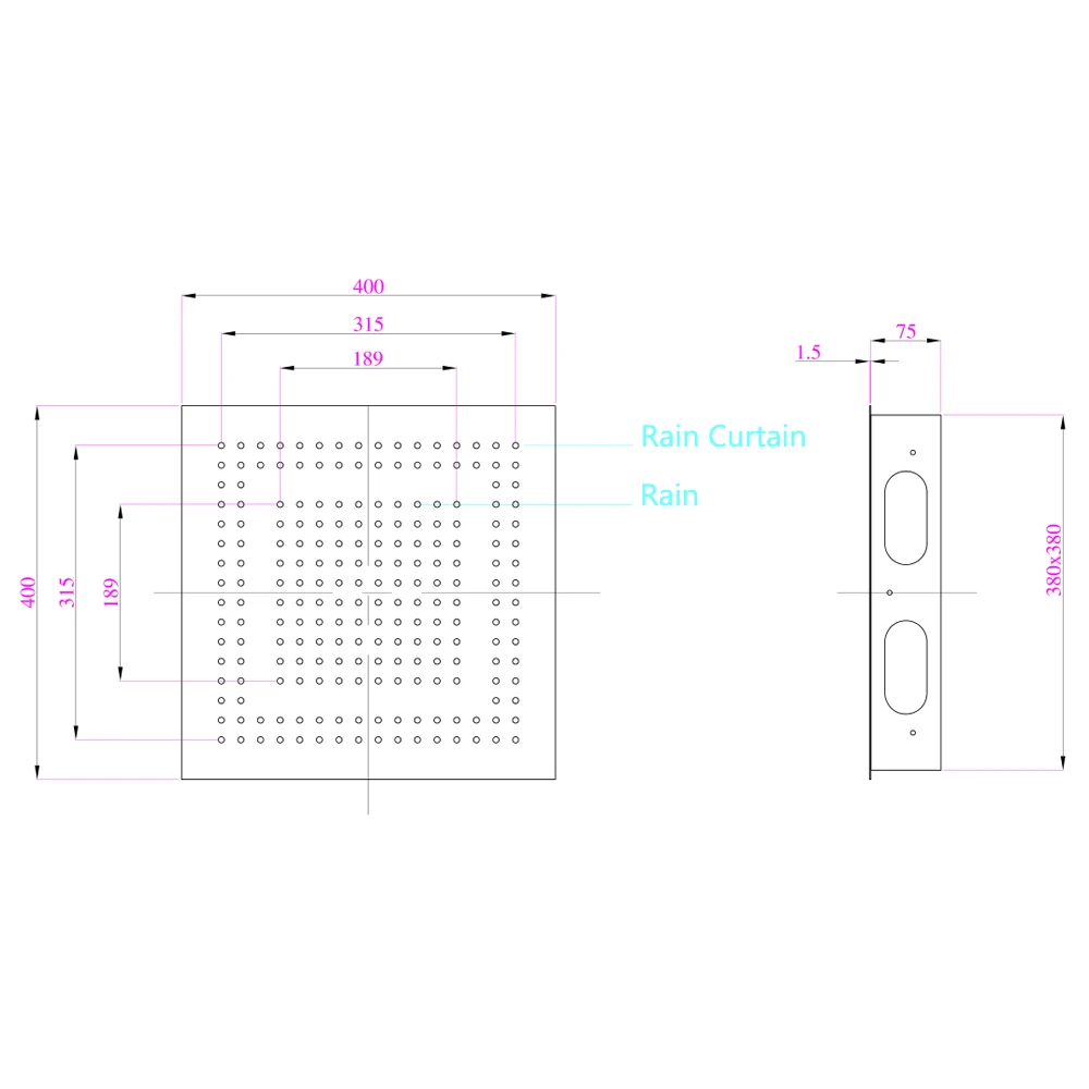 HIDEEP Bathroom Luxury Rainfall Small Rain Shower Square Showerheads Ceiling Mounted 16 Inch Phone Control LED Light Shower Head