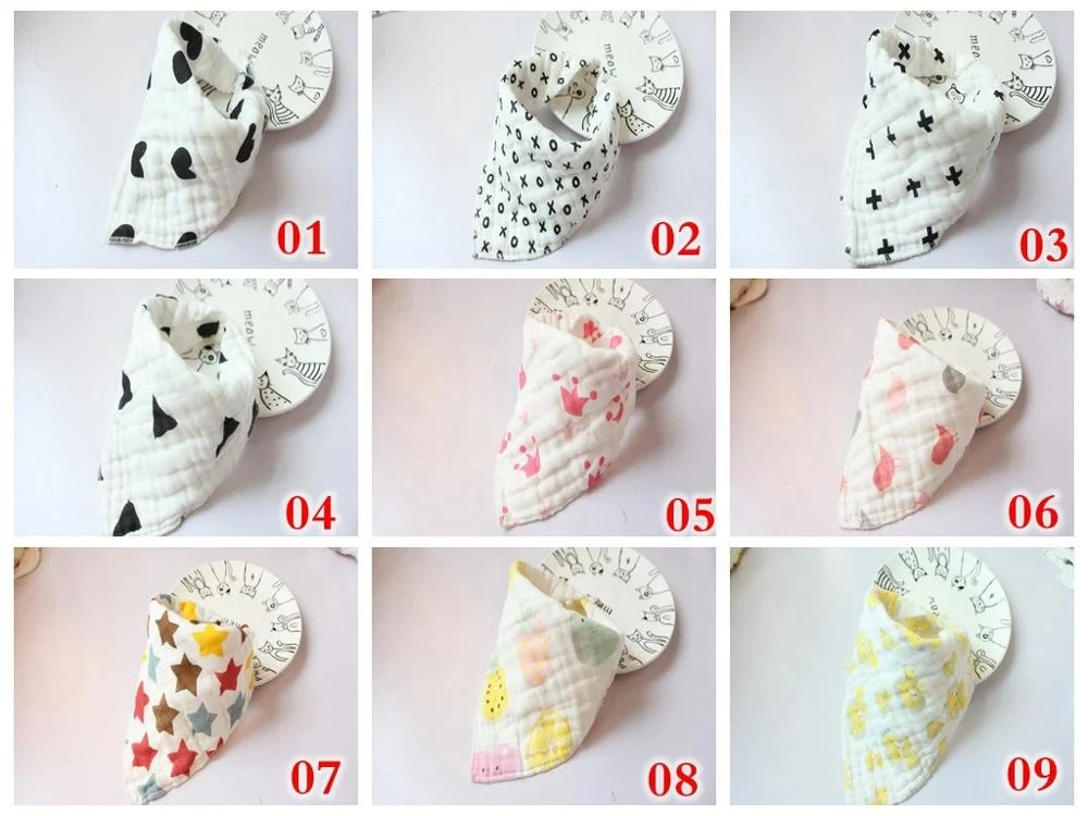8 layers 100% cotton lunch bibs towel saliva baby kids milk letter print gauze infants bibs Bandana   Custom add labels logo