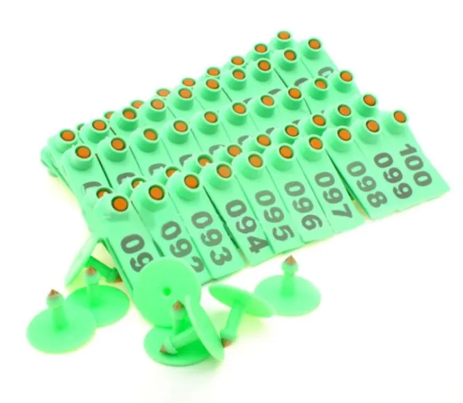 laser number printing animal ear tag yellow goat ear tag high quality RFID TPU ear tag for sales