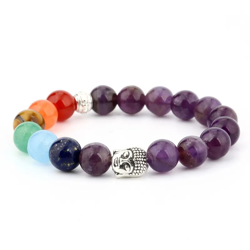 Fashion Yoga Chakra Lava stone bead Buddha Head Agate Bead bracelet Jewelry