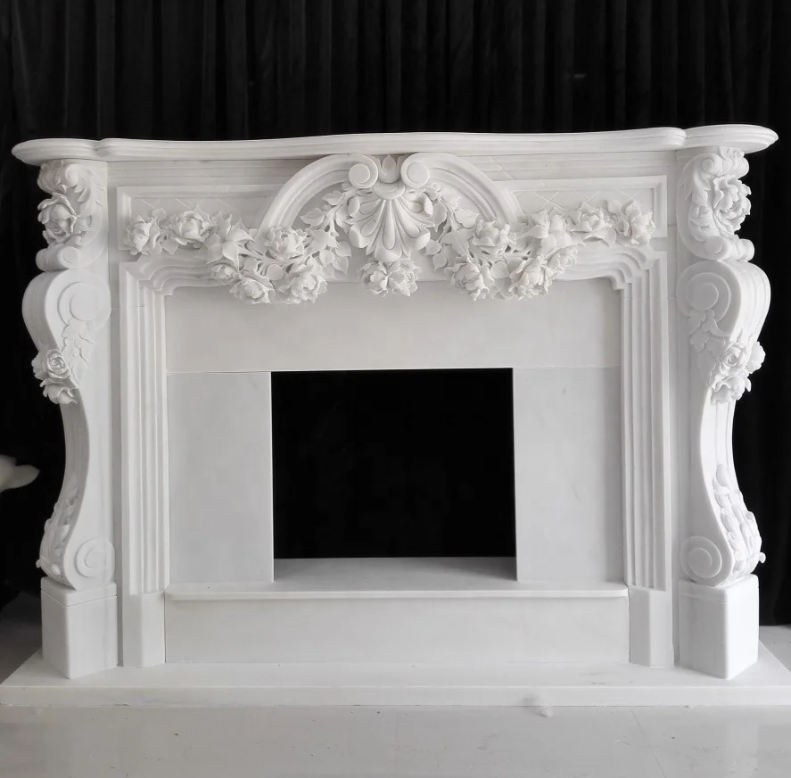 Factory direct sale marble stone contemporary fireplace surround