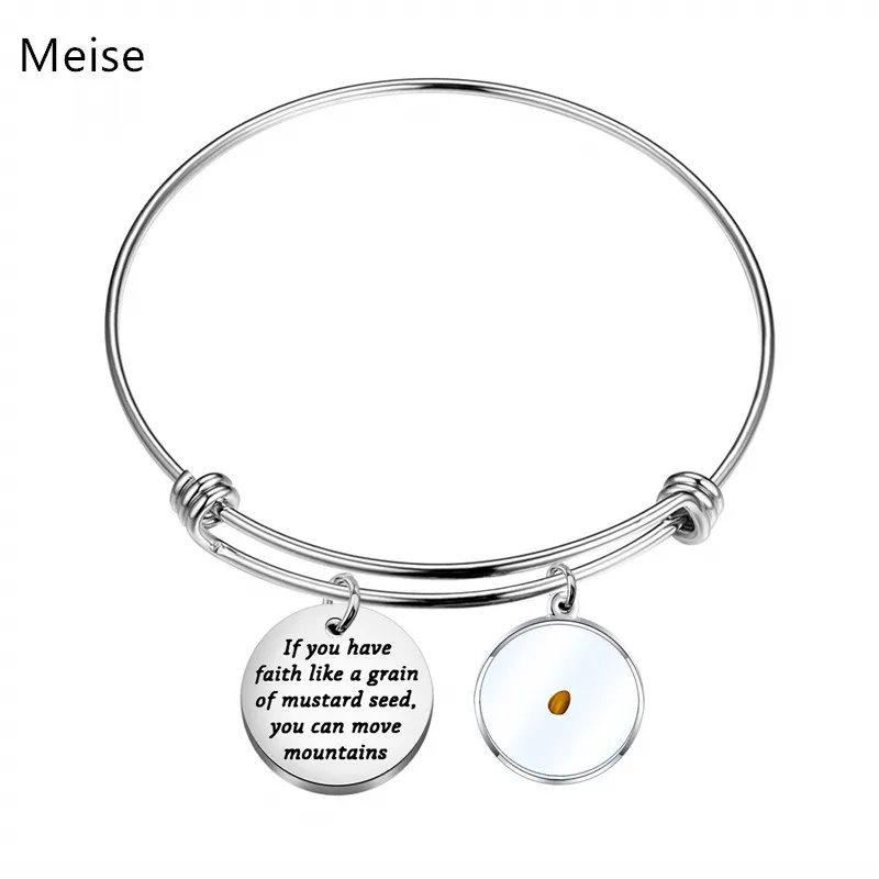 Yiwu Meise If You Have Faith Like A Grain of Mustard Seed Gift Stainless Steel Mustard Seed Bracelets