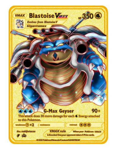Золотые поддельные карты Pokemon металлическая торговая карта оригинальные игровые первого