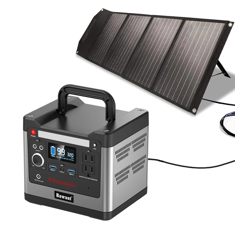 Portable Power Source 300W Power Station With Solar Panel For Customized Indoor Outdoor LFP Lithium Battery
