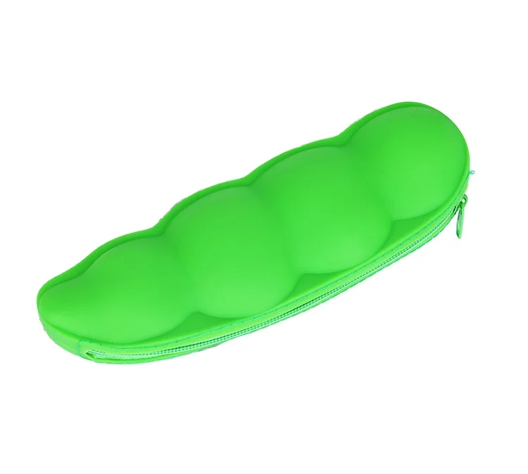 Korea Style Stationery Pen Pencil Holder Custom Funny Cartoon Animal Design Printing Silicone bean Pencil Case