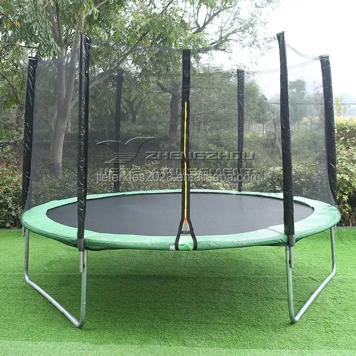 outdoor gymnastic fabric 6ft 8ft 10ft 12ft 16ft round park trampoline with tent enclosures slide ladder for adults