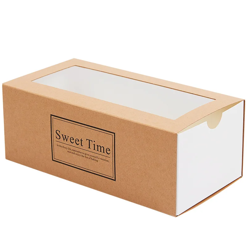wholesale kraft paper packaging Fancy Sweet Dessert Cake boxes paper drawer box with window for Macaroon Cookie Sushibox