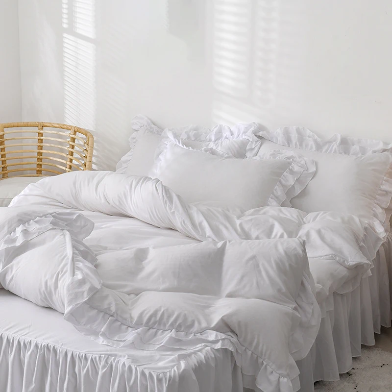 Dericsson Double Ruffled Bed Linen Four Sets Wholesale Bed Skirt Sheet Set Bed Sheet for Houses