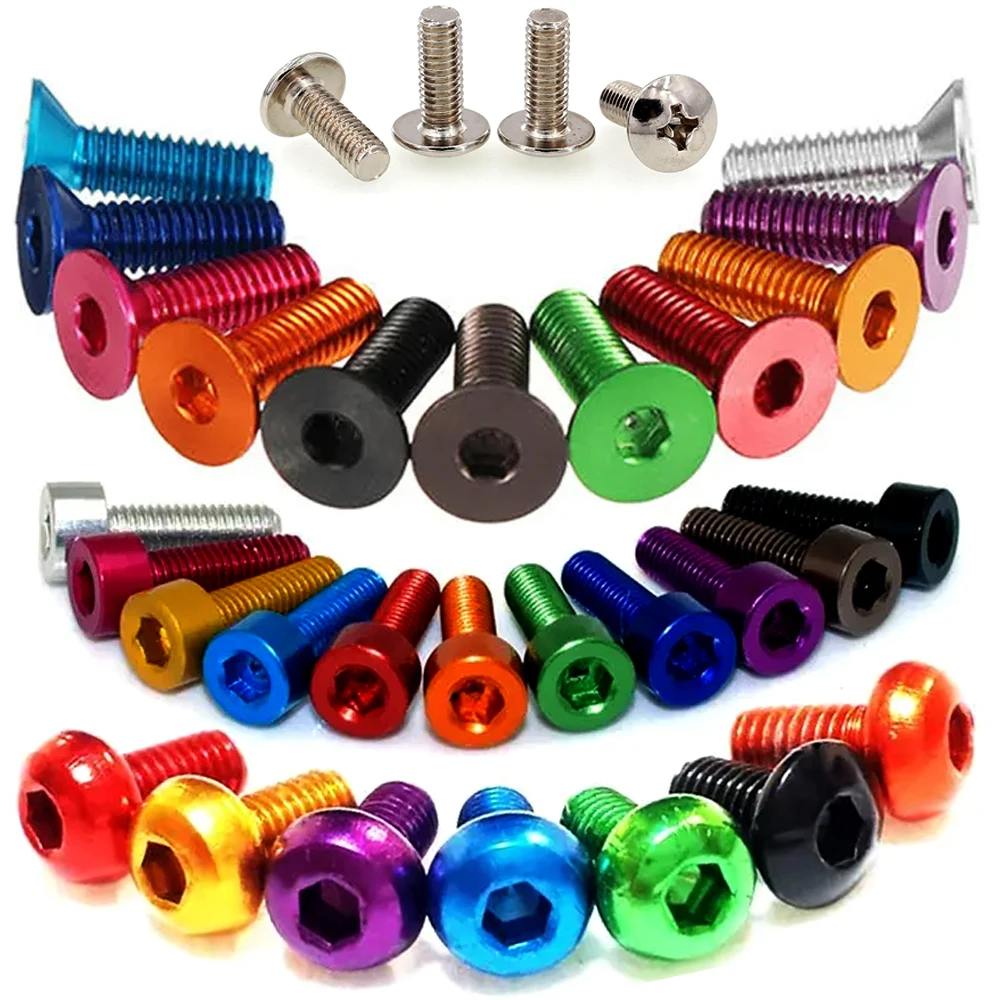 M3 M4 M5 M6 m8 Aluminum Hex socket head Screws flat truss countersunk head colorful anodized screw bolts